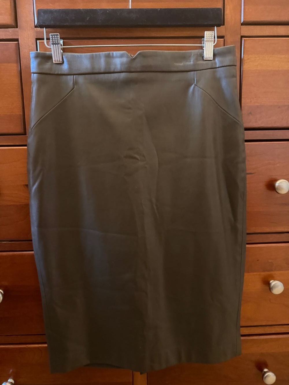 Philosophy Tailored Faux Leather Olive/ brownPencil Skirt